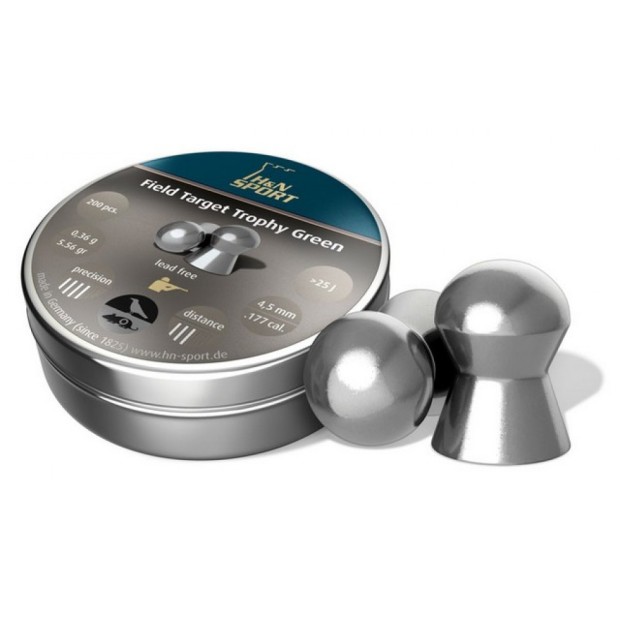 "Kulkelės H&N ""FIELD TARGET TROPHY GREEN"" 4.5mm, 200vnt"